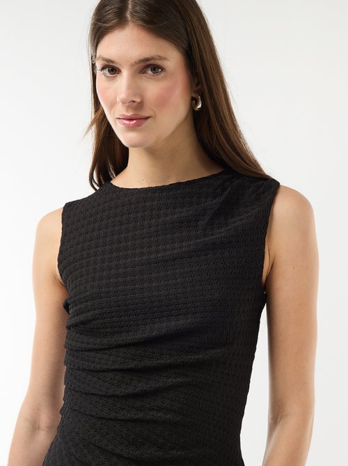 Vestido comprido drapeado e texturizado - Kiabi