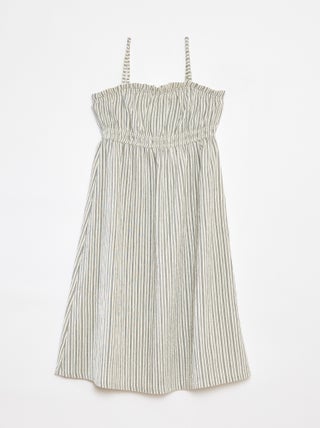 Vestido comprido e às riscas de alças
