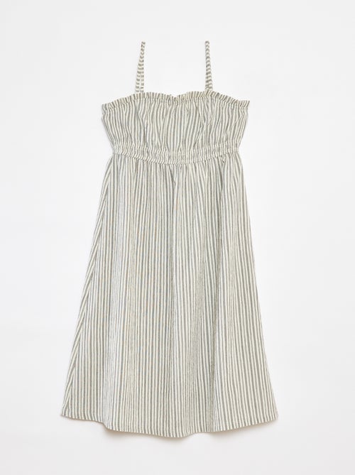 Vestido comprido e às riscas de alças - Kiabi
