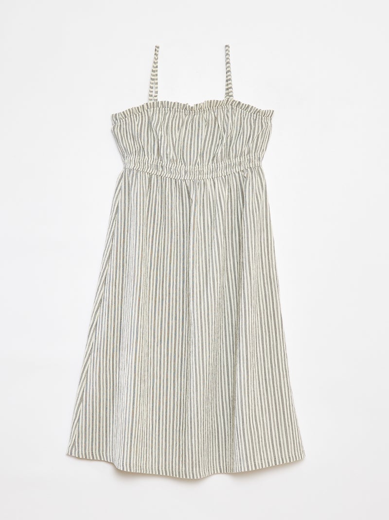Vestido comprido e às riscas de alças BRANCO - Kiabi