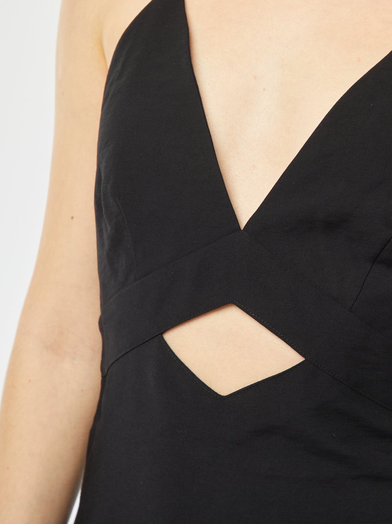 Vestido comprido e fluido com alças Preto - Kiabi