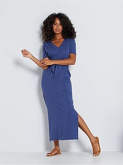 Vestido comprido em algodão concebido ecologicamente - Kiabi