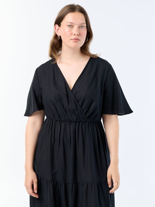 Vestido comprido em camadas com corte envelope - Kiabi