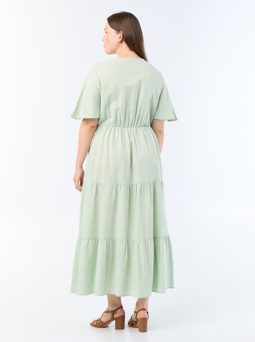 Vestido comprido em camadas com corte envelope - Kiabi
