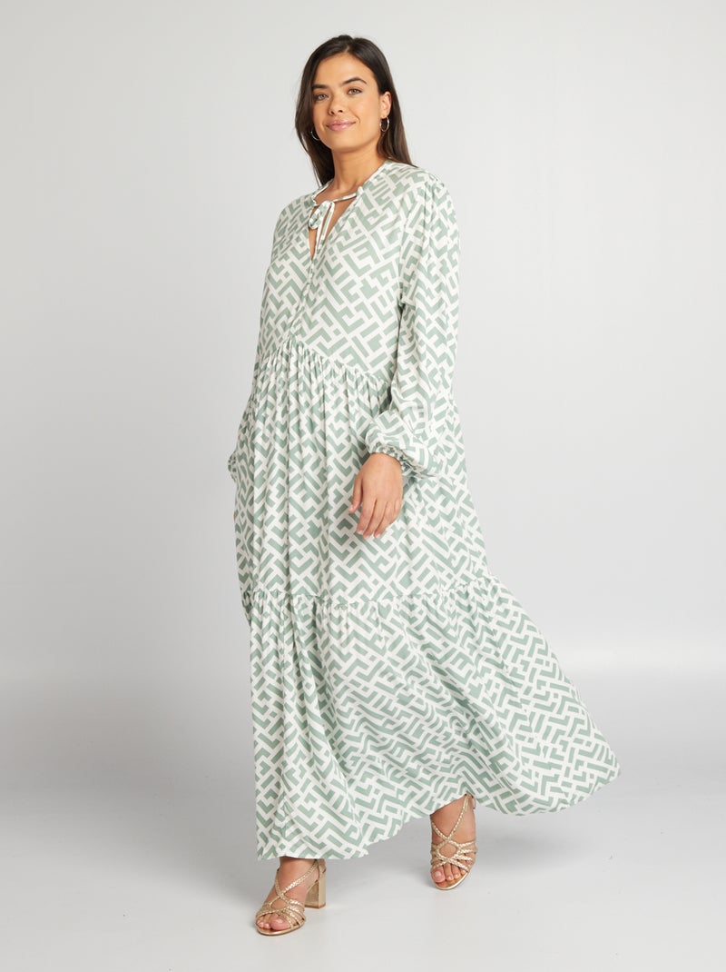Vestido comprido em camadas VERDE - Kiabi