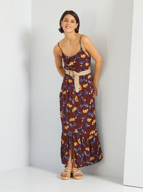Vestido comprido em crepe - Kiabi