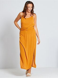 Vestido comprido em crepe - Kiabi