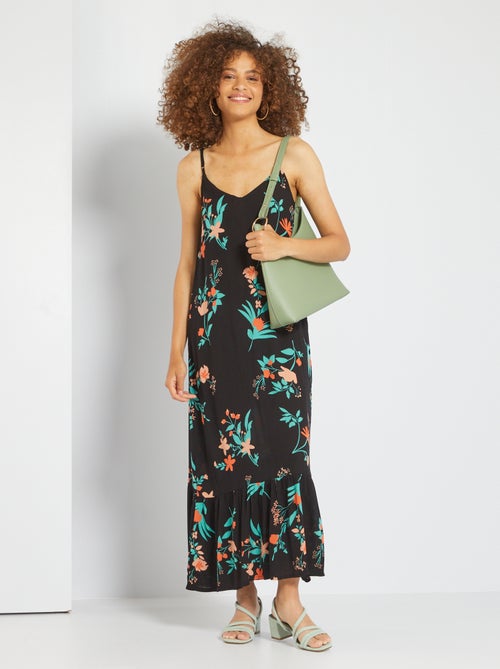 Vestido comprido em crepe - Kiabi