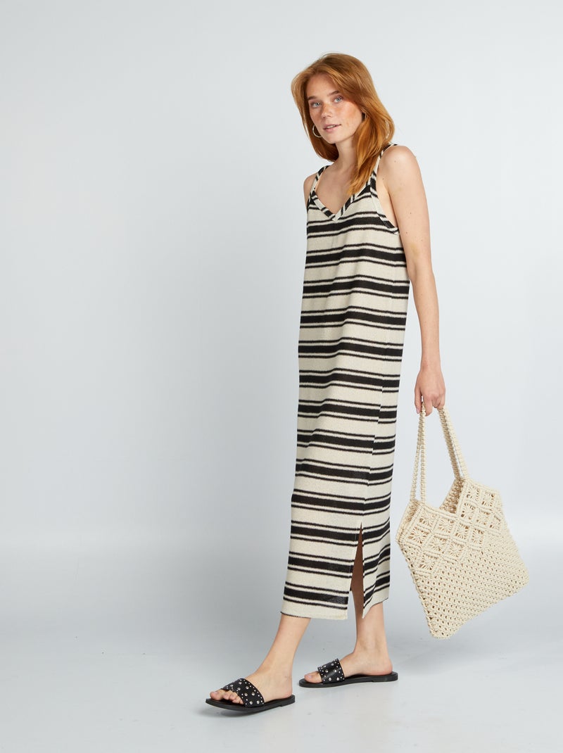 Vestido comprido em croché BEGE - Kiabi