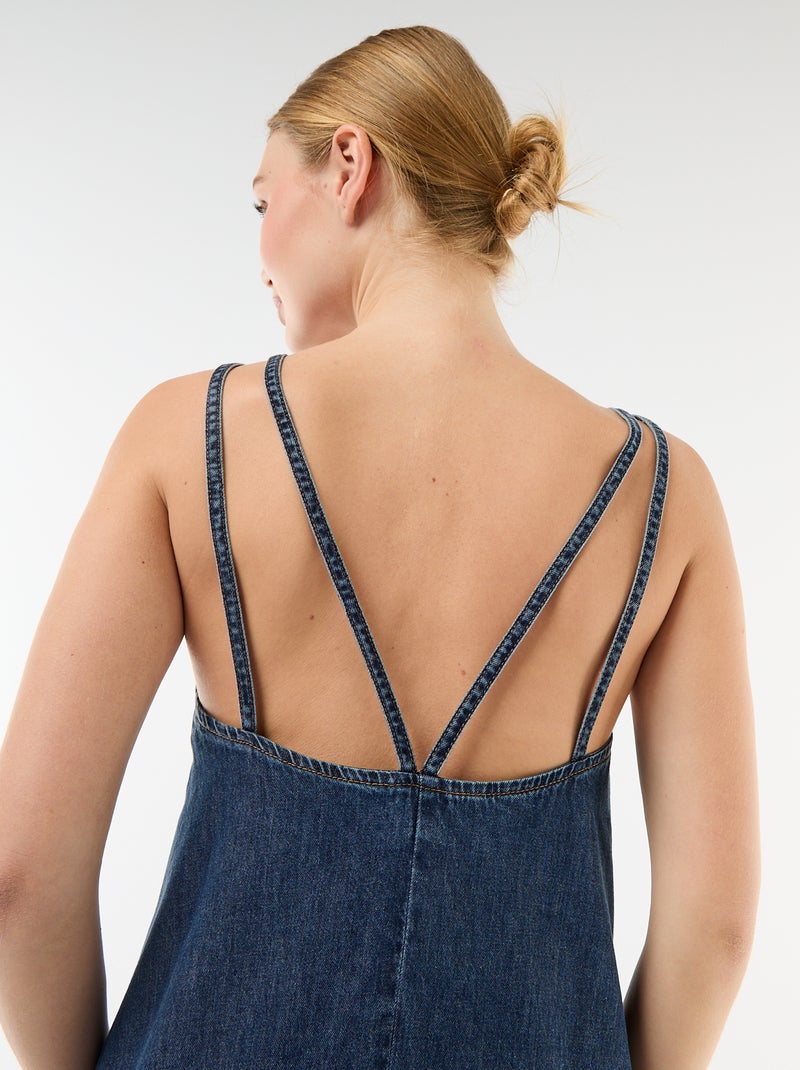 Vestido comprido em ganga com alças Azul - Kiabi