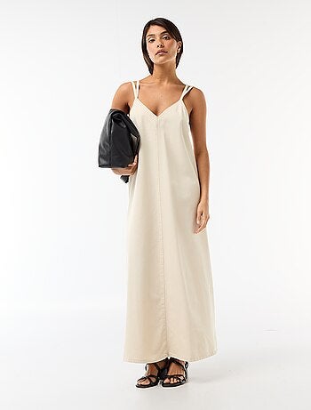 Vestido comprido em ganga com alças