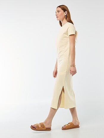 Vestido comprido em jersey de manga curta