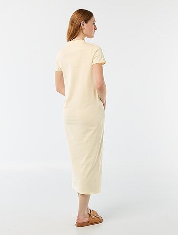 Vestido comprido em jersey de manga curta
