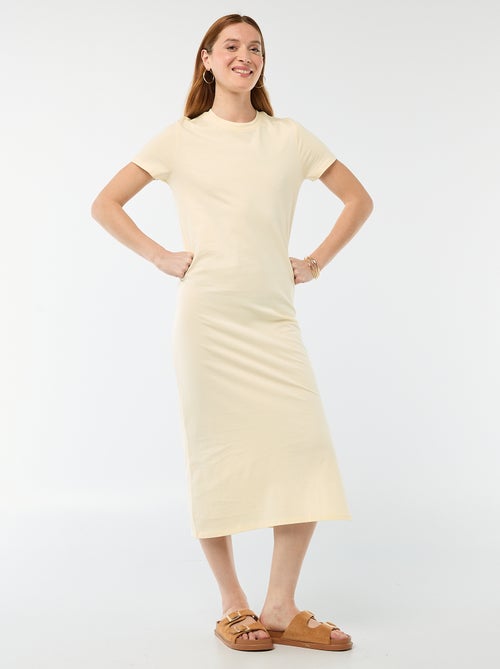 Vestido comprido em jersey de manga curta - Kiabi