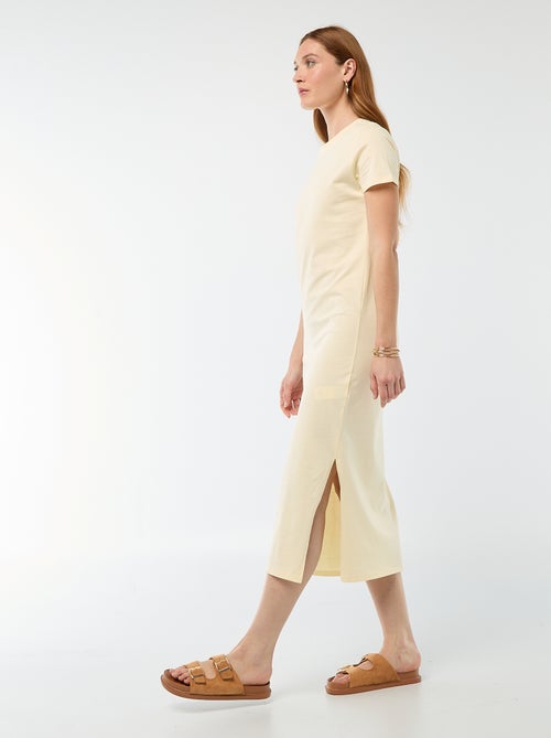 Vestido comprido em jersey de manga curta - Kiabi
