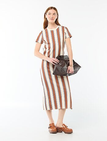 Vestido comprido em jersey de manga curta