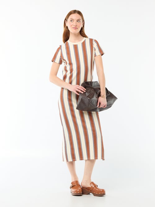 Vestido comprido em jersey de manga curta - Kiabi