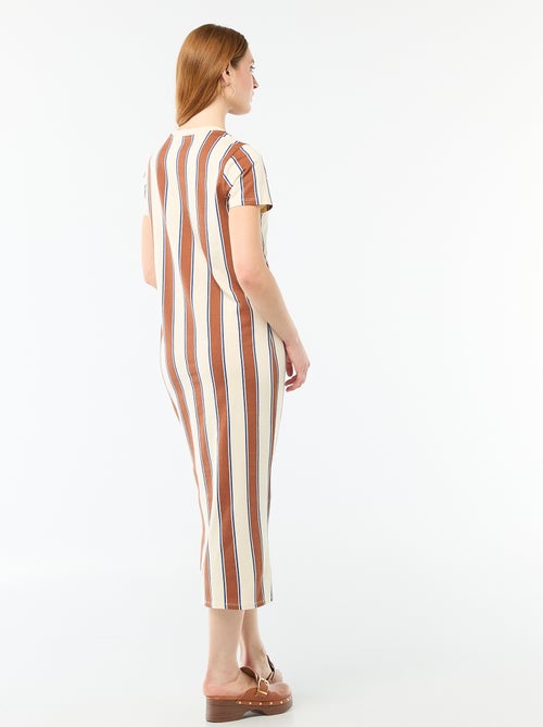 Vestido comprido em jersey de manga curta - Kiabi