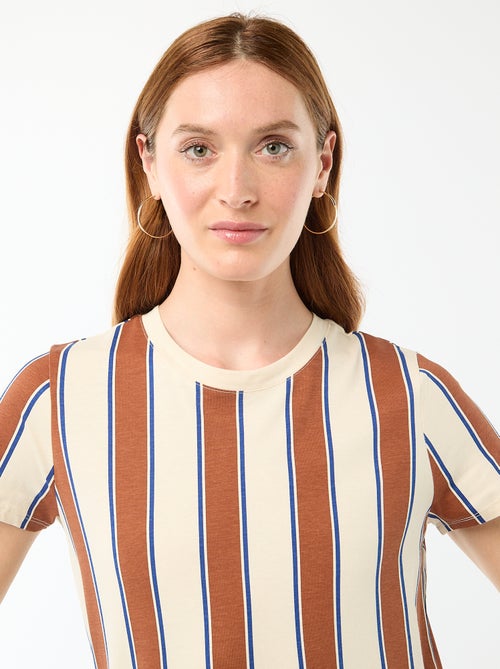 Vestido comprido em jersey de manga curta - Kiabi