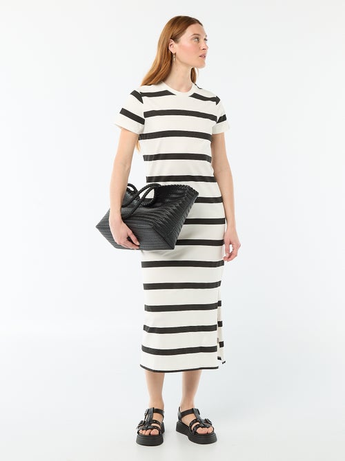 Vestido comprido em jersey de manga curta - Kiabi