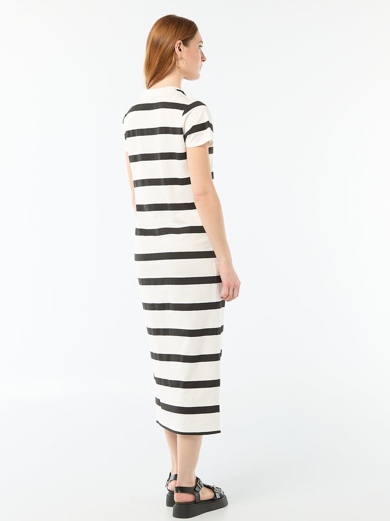 Vestido comprido em jersey de manga curta Branco - Kiabi