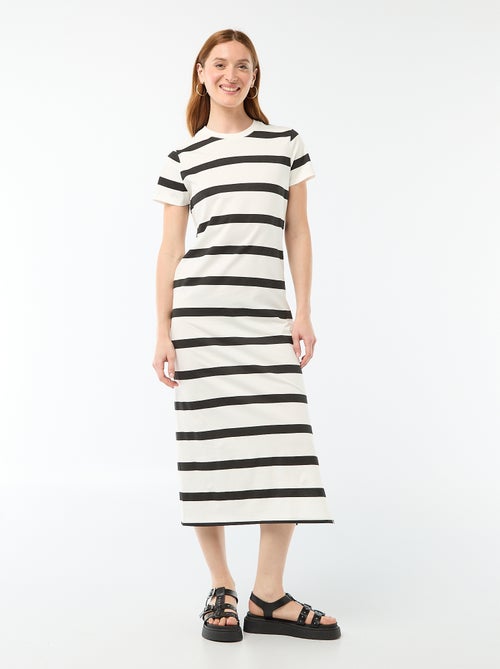 Vestido comprido em jersey de manga curta - Kiabi