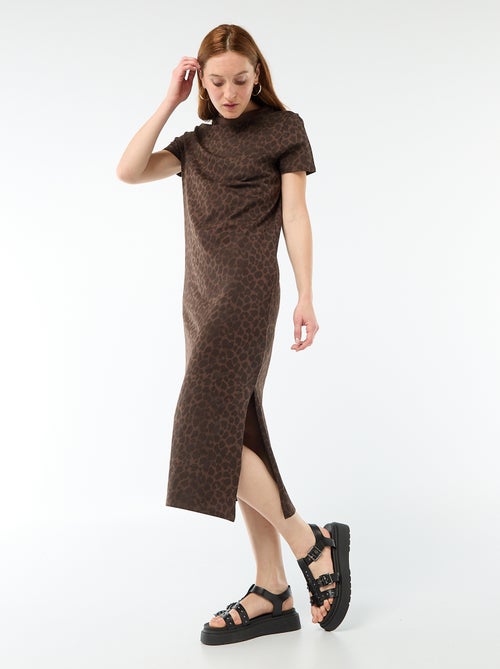 Vestido comprido em jersey de manga curta - Kiabi