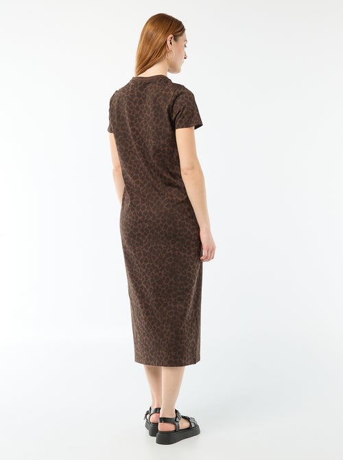 Vestido comprido em jersey de manga curta - Kiabi