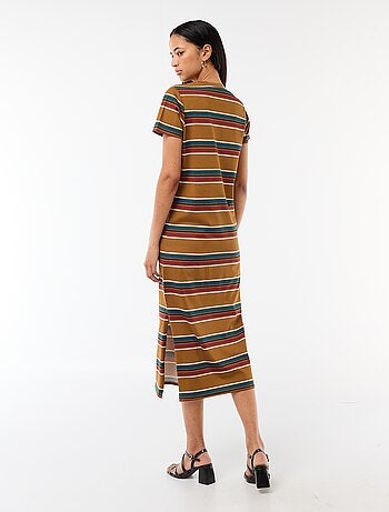 Vestido comprido em jersey de manga curta