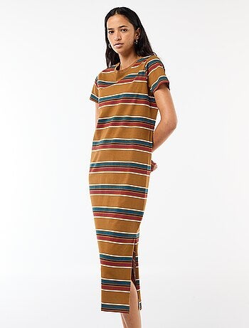 Vestido comprido em jersey de manga curta