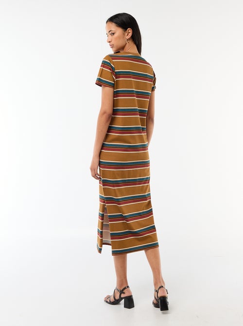 Vestido comprido em jersey de manga curta - Kiabi