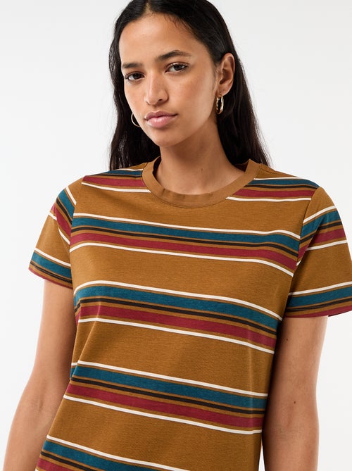 Vestido comprido em jersey de manga curta - Kiabi