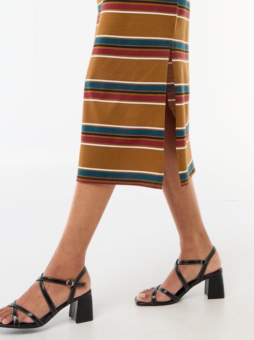 Vestido comprido em jersey de manga curta - Kiabi