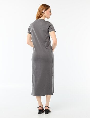 Vestido comprido em jersey de manga curta