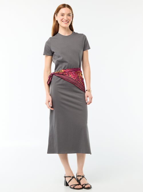 Vestido comprido em jersey de manga curta - Kiabi
