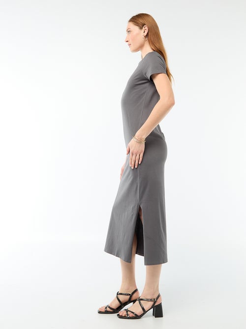 Vestido comprido em jersey de manga curta - Kiabi