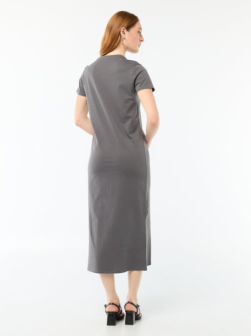 Vestido comprido em jersey de manga curta - Kiabi