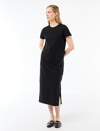 Vestido comprido em jersey de manga curta