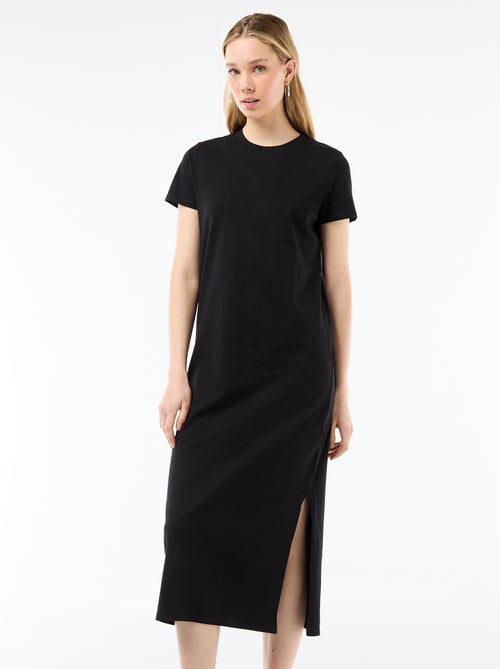 Vestido comprido em jersey de manga curta - Kiabi