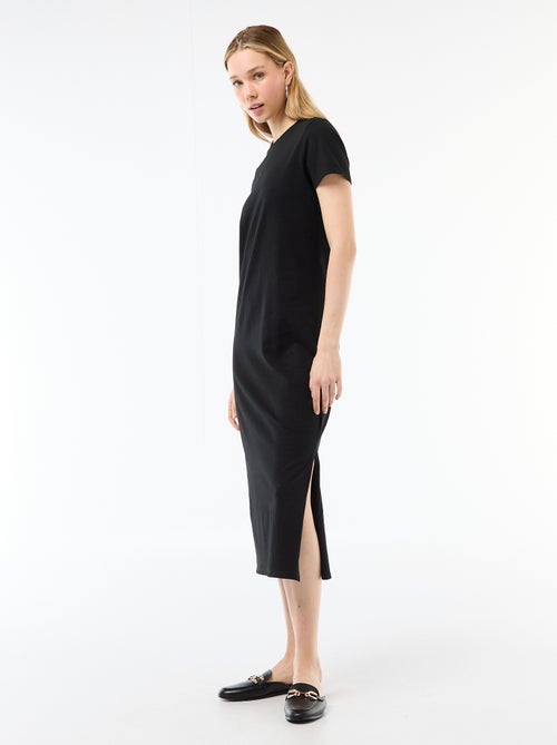 Vestido comprido em jersey de manga curta - Kiabi