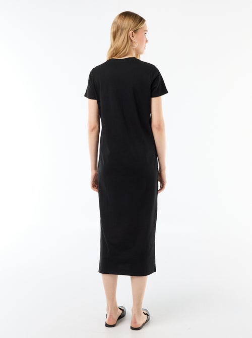 Vestido comprido em jersey de manga curta - Kiabi