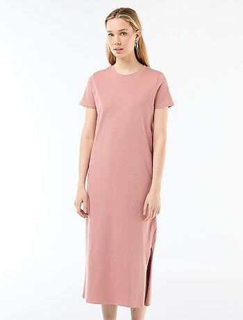 Vestido comprido em jersey de manga curta