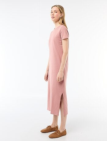 Vestido comprido em jersey de manga curta