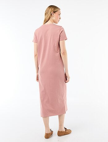 Vestido comprido em jersey de manga curta