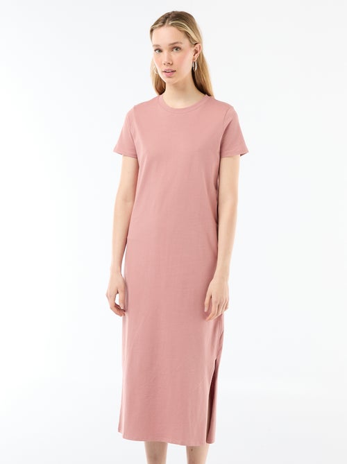 Vestido comprido em jersey de manga curta - Kiabi