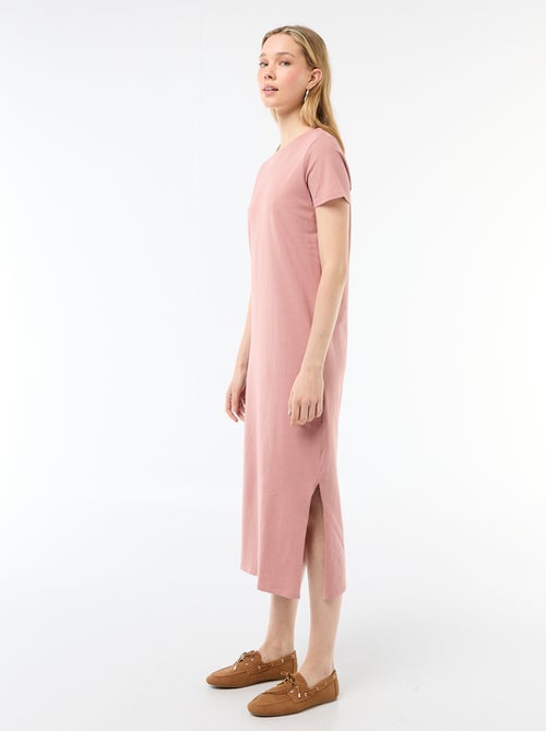 Vestido comprido em jersey de manga curta - Kiabi