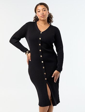 Vestido comprido em malha canelada