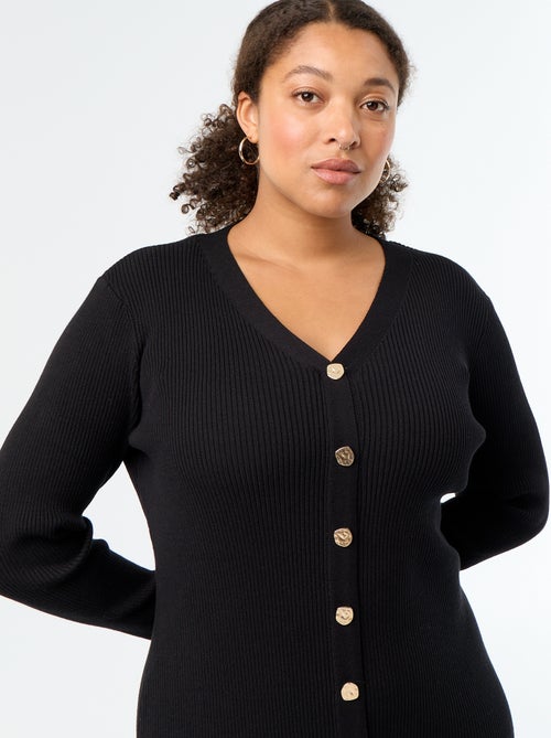 Vestido comprido em malha canelada - Kiabi