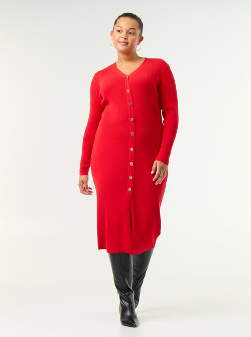 Vestido comprido em malha canelada - Kiabi Vestido comprido em malha canelada - Kiabi