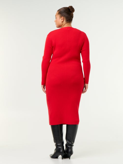 Vestido comprido em malha canelada - Kiabi Vestido comprido em malha canelada - Kiabi